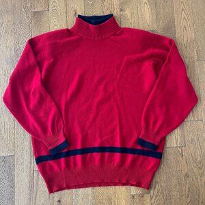 Vintage 80s Bergdorf Goodman 100%Cashmere Mock Neck Sweater Red Made in Scotland
